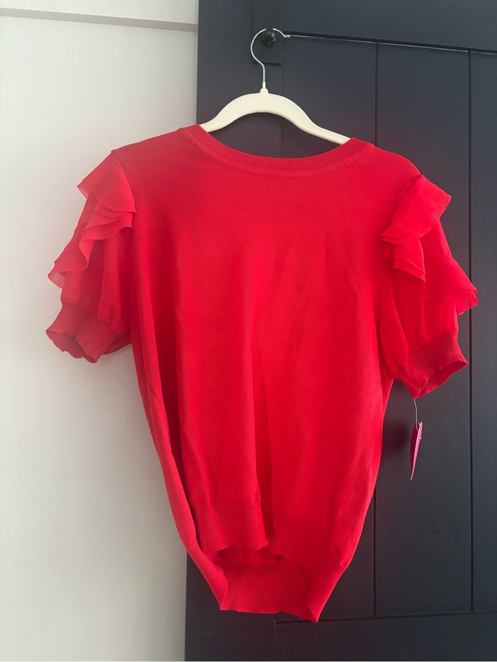 Nanette Lepore Bright Red Ruffle Sleeve Tee